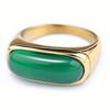 Anel Vintage Transfronteiriço Feito de Aço Inoxidável com Incrustação de Pedra Olho de Gato Verde, Unissex, Galvanizado a Vácuo, Estoque Abundante Disponível