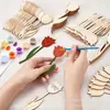 Piezas de Madera sin Terminar en Forma de Rosa Mixta Set de Manualidades de Pintura para Niños Bricolaje Artesanías de Madera Decoración de Fiesta