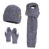 Conjunto de Tres Piezas de Invierno para Exteriores: Gorro de Lana Tejido Cálido, Gorro de Punto con Forro de Forro Polar Europeo y Americano, Protección contra el Frío para las Orejas, Guantes, Bufanda