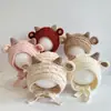 Bonito y Adorable Sombrero de Lana de Cordero para Bebé, Engrosado y Cálido para Otoño e Invierno, Sombrero para Niña Bebé con Protección para los Oídos y Lazo