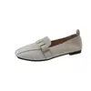 Zapatos planos cuadrados con hebilla para mujer de talla grande, nueva colección primavera/otoño 2026, mocasines casuales sin cordones de suela plana