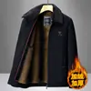 Chaqueta Gruesa con Solapas Forrada de Polar para Hombre Estilo Otoño Invierno Abrigo de Lana Ropa para Papá de Mediana Edad Top Cálido Casual