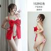 Long Night Sex Lingerie Feminina Tamanho Grande Grande Laço Vermelho Noiva Tentação Terno Siamês de Três Pontas Comércio Exterior 1329