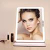 Espejo de maquillaje portátil de viaje con luz LED, luminoso, pantalla táctil, tres colores, regulable, recargable, de escritorio, plegable