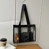 Bolsa Grande de Moda Feminina 2025 Verão Nova Bolsa Transparente para o Trabalho Casual de Gelatina Bolsa Tote Portátil