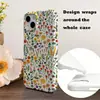 Funda de Teléfono con Película Floral de Pantalla Completa en Color Contrastante Estilo Niña para Apple 18 Pro Max, Estuche Duro Ligero de Cobertura Total para iPhone 17