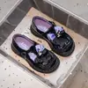 Zapatos de piel para niñas de 6 a 12 años, estilo otoño, zapatos de princesa de suela blanda, zapatos Mary Jane dulces de dibujos animados, zapatos negros de actuación para niños