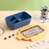 Lonchera que se puede usar en el microondas, Lonchera portátil para oficinistas y estudiantes, Cubiertos, Cuchara, Caja de almacenamiento de alimentos, Juego de grado alimenticio