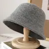 Chapéu Bucket de Tricô com Mistura de Lã Novo Estilo Japonês Outono e Inverno Versão Coreana Artístico Fresco Quente Nicho Chapéu Bucket