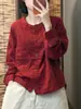 Disponible en varios colores, esta nueva colección de primavera/otoño presenta una elegante y estilosa camisa de algodón y lino de manga larga con cuello mao, bolsillos y un diseño de cárdigan para mujer.
