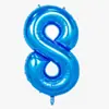 Globos de Número de Cumpleaños de 32 pulgadas Globo Azul Película de Aluminio Decoración para Fiesta de Cumpleaños de Niño Números Accesorios para Fotos al Aire Libre