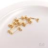 Aretes de cuentas de frijol esmeriladas chapados en oro real de 18 quilates, agujas de bola con destellos de arena, con aretes de aro, hechos a mano, accesorios de joyería para la oreja DIY, materiales