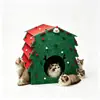 Casa de gato em feltro em formato de árvore de Natal, toca de gato com tema festivo, esconderijo de gato destacável e conectável, casa de gato de inverno para animais de estimação. Tamanho: 25 cm de comprimento, 19 cm de largura, 23 cm de altura.