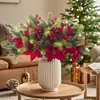 Buquê Artificial Popular Transfronteiriço Folha de Pinheiro Fruta Vermelha Poinsétia Flor Artificial Planta Artificial Verde de Natal Festa Decoração de Casa