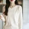 Nueva camiseta básica de punto de cuello redondo para mujer estilo coreano, suéter pullover ajustado de primavera al por mayor, forro polar Andy para mujer, transfronterizo 2025