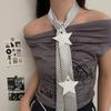 Bufanda Larga Estilo Coreano Estampado de Leopardo Estética para Chicas Atrevidas Lunares Blancos y Negros Estrella Corbata Bufanda de Seda Goma para el Pelo Accesorios de Bufanda