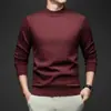 Suéter de gola alta para homem, transfronteiriço, espessado e quente, nova malha básica casual de cor sólida para outono e inverno