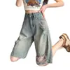 Shorts Jeans Rasgado para Mulheres, Novo Estilo Fino de Verão 2026, Corte Solto para Corpo em Formato de Pera, Shorts Nostálgicos de Cinco Pontos