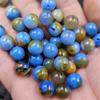 Cuentas redondas de ágata verde, dorada y azul, cuentas sueltas de jade, accesorios vintage para pulsera y collar de calcedonia azul, lote de cuentas de jade hechas a mano