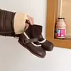 Botas Meia Estica Novas Outono/Inverno 2026 para Meninas com Forro de Lã para Aquecimento, Acabamento em Renda Retrô, Botas Mary Jane de Couro, Sola Macia, Bom