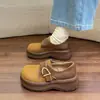 Outono Novo Sapatos Birkenstock Casuais Versáteis da Moda com Solado Grosso Femininos 2026 Rasteirinhas Tira com Fivela Velcro Retro