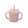 Taza de Silicona con Ventosa para Bebé Oso Bebé Taza para Beber Leche y Agua Doble Asa Silicona Resistente a Caídas Vajilla de Alimentación de Silicona