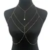 Zhuru Clothing Corrente de Peito para Bikini Sexy Europeu e Americano Corrente Fina para Clavícula com Contas de Cobre Retrô Acessórios de Garota Popular Hk0041