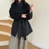 Abrigo de Lana de Hija de Familia Rica para Mujer Otoño Invierno Nuevo Estilo Coreano Chaqueta Corta de Lana Petite