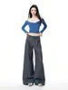 Pantalones Casuales de Cintura Alta Grises Yechuan para Mujer, Nuevo Estilo de Invierno, Caída Suelta, Versátiles para el Trabajo, Pantalones de Traje de Pierna Ancha.