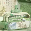 Bolsa para Lápices Guofeng Caja de Papelería de Gran Capacidad Caja de Lápices Transparente Bolsa de Papelería Estilo Chino Antiguo para Niña Bolsa para Lápices Vintage