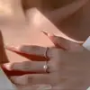 Anillo de Perla Dulce para Mujer, Estilo Minimalista de Moda, Elegante Anillo Abierto de Cruz de Plata, Anillo Versátil para el Dedo Índice