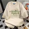 Talla Europea Transfronteriza Nueva Camiseta de Manga Corta para Mujer Moda Estampado de Letras Casual Cuello Redondo Cómoda