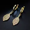 Estilo Coreano Elegante Lujo Hebilla Oreja Hoja Pendientes de Hoja Ricos Pequeños Frescos Mori Pendientes de Hoja de Jade Dorado Venta al por Mayor