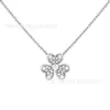 Vanjia Collar de Trébol de Diamante Completo con Forma de Pétalo Chapado en Oro Rosa de 18 Quilates Pendiente de Trébol de Diamante Único Cadena para Clavícula Colgante para Mujer