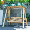 Balanço Pátio Externo Madeira Maciça Cadeira de Balanço Terraço de Villa Quintal Jardim Cadeira Suspensa Adulto Multiusuário Madeira Anti-corrosão Balanço