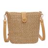 Bolso Tejido de Paja Han Feng ins Bolso Tejido Casual de Moda Bolso de Cubo Tejido 2021 Nuevo Bolso de Verano para Vacaciones para Mujer Bolso de Hombro Cruzado