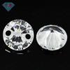 Huagang Gem Piedra Desnuda de Circonita Blanca Redonda de Doble Agujero Perforada Artificial cz Hao Piedra Perforada Piedra para Joyería DIY