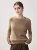 Nova camisa básica 100% caxemira para outono e inverno, suéter pullover versátil de gola redonda estilo coreano para mulheres, malha para usar por baixo