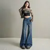 Estilo europeu e americano retrô garota gostosa micro-flare jeans engrossado com veludo feminino cintura alta elástico emagrecimento versátil calças compridas calças boca de sino