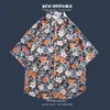 Camisa Floral de Manga Corta para Hombre Verano Nuevo Holgada Delgada Hawaiana Playa Floral Camisa Floral de Manga Corta para Pareja