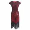 Vestido de Noche Gatsby S-4XL, Vestido sin Mangas con Lentejuelas y Borlas, Vestido Retro de Película Europea y Americana de los Años 20