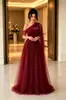Vestido de noche de malla de lujo ligero transfronterizo europeo y americano burdeos nuevo de un solo hombro de alta gama