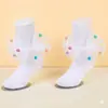 Meias Infantis Femininas de Verão Finas Coloridas com Pompons e Renda Meias de Dança Estilo Princesa Bebê Meias de Algodão Atacado
