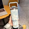 Copo Térmico Portátil de Mão para Duas Bebidas, Floral 3D, para Carro, Armazenamento Frio, Portátil, para Exterior, Vácuo, Copo de Presente