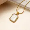 Collar de 26 Letras Incrustado con Diamantes Transfronterizo, Collar de Acero Inoxidable con Concha de Gama Alta, Cadena para Clavícula Versátil de Moda de Lujo Ligero