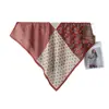Bufanda de Seda Imitación Terciopelo para Mujer, Estilo Retro Nuevo, Estampado Patchwork, 90cm Doble Cara, Bufanda Cuadrada Grande Bicolor, Toalla de Playa para Viaje, Protección Solar