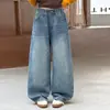 Jeans de Primavera y Otoño para Niñas Modelo 2026 Pantalones Casuales Estilo Coreano para Niñas Mayores con Bolsillos de Solapa y Bordado Doble C