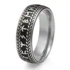 Anillo vintage desgastado para hombre de acero de titanio con escritura rúnica europea, americana y nórdica transfronteriza, joyería de combinación de moda, en stock