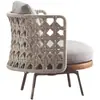 Juego de Sofá Nórdico para Exteriores de Mimbre y Silla de Madera Maciza, Muebles Artísticos para Jardín, Protección Solar, Balcón Pequeño, Patio, Villa de Ocio