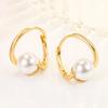 Pendientes Douyin Live con diseño geométrico de perla torcida y hebilla para mujer, estilo romántico francés, joyería artística elegante de alta gama.
